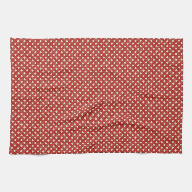 Graphic Woven Rattan Red auf Custom Cream Geschirrtuch (Horizontal)