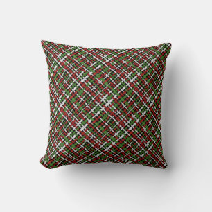 Graphic Woven Red Green White Saasonal Burlap Kissen