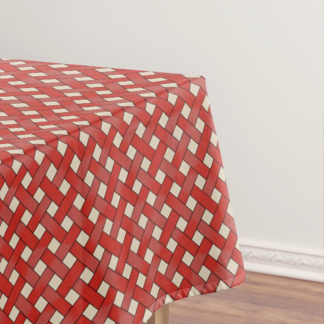 Graphic Woven Red Rattan on Custom Cream Tischdecke (Beispiel)