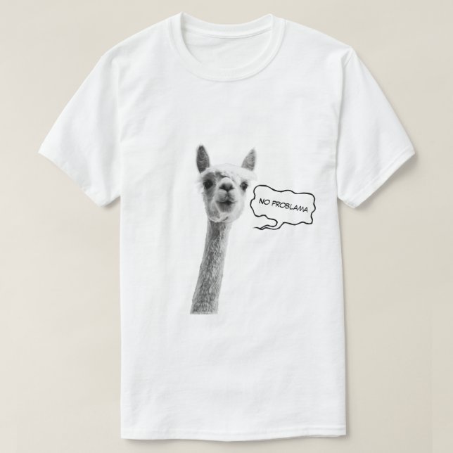 Grappig tshirt met lama en de tekst noproblama (Design vorne)