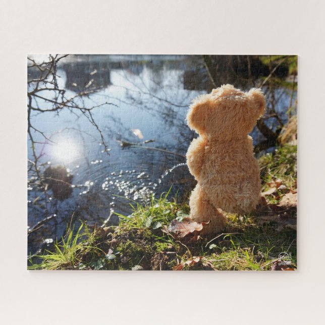 Grappige beer die ondeugend plast. legpuzzel puzzle (Horizontal)