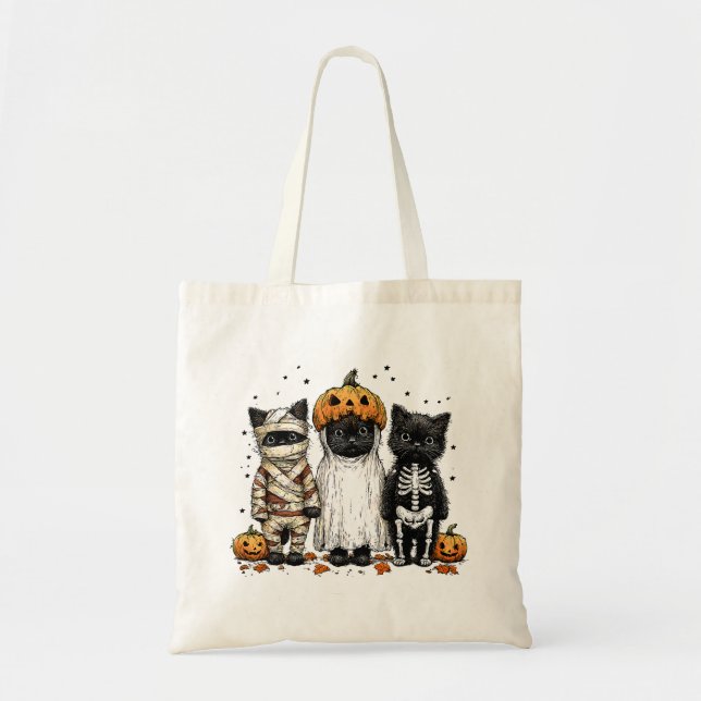 Grappige drie Halloween katten Tragetasche (Vorne)