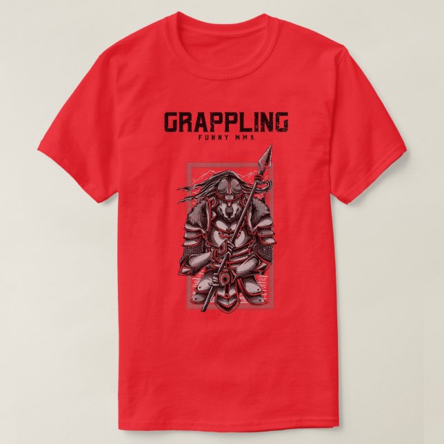 Grappling Samurai Wolf, Spear, JiuJitsu, MIXED MAR T-Shirt (Design vorne)