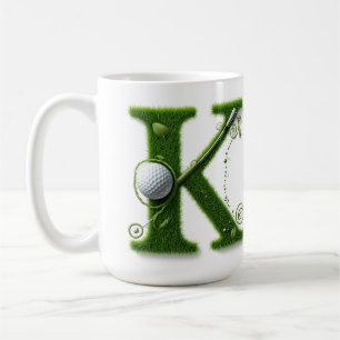 Gras-Buchstabe-Golf-Thema mit Bällen und Schlägern Kaffeetasse