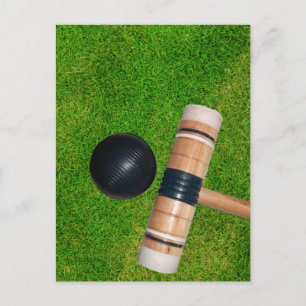 Gras, Croquet Mallet, Ball Postkarte