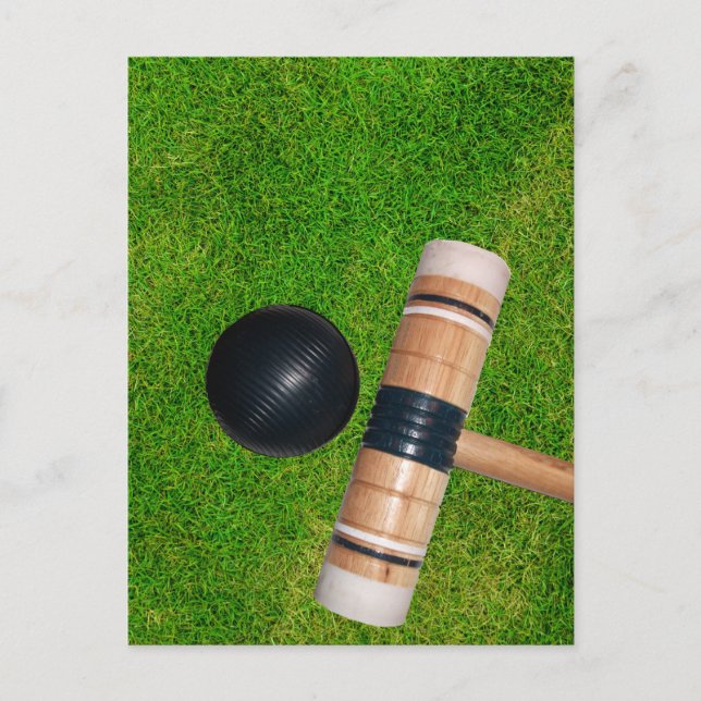 Gras, Croquet Mallet, Ball Postkarte (Vorderseite)