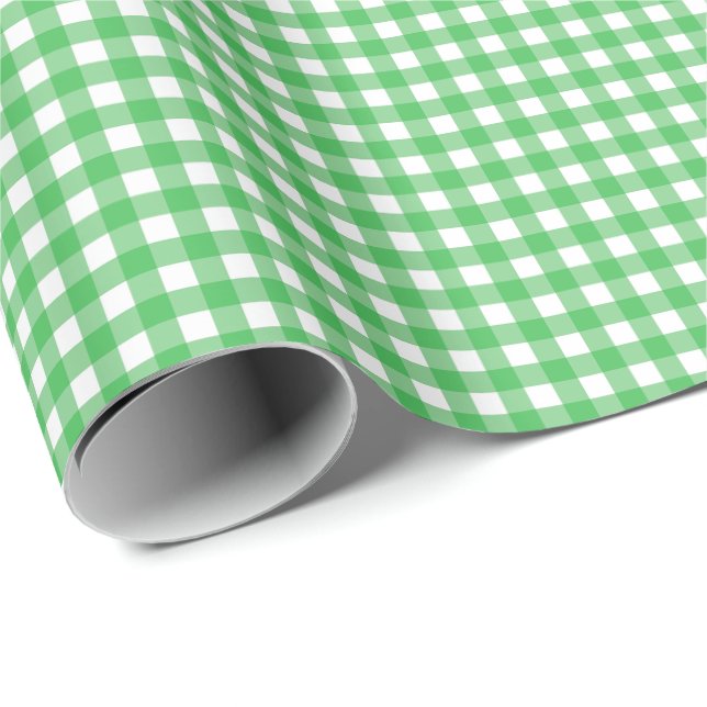 Gras Green Simple Kariert Geschenkpapier (Rolleneckpunkt)