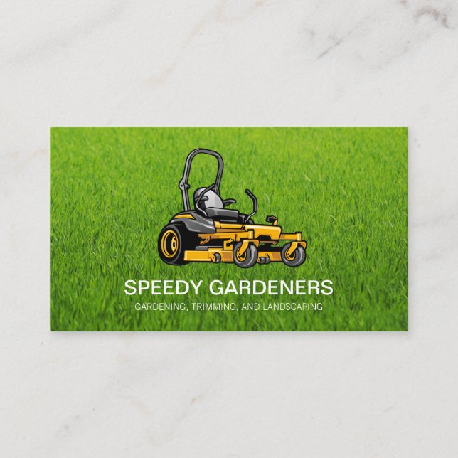Gras | Landscaper Lawn Mower Icon Business Card Visitenkarte (Vorderseite)