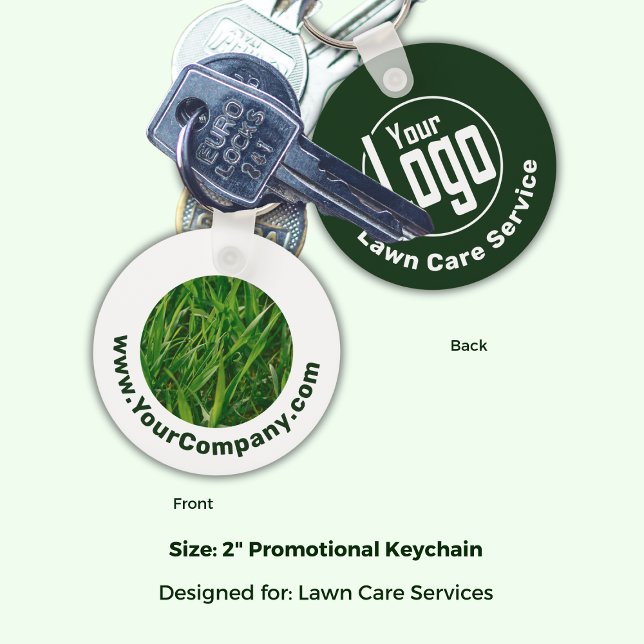 Gras Website Logo Unternehmen Name Green White Pro Schlüsselanhänger (Grass Website Logo Company Name Green White Promo Keychain; 2 Inch Diameter)