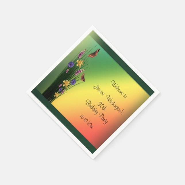 Grasartiger Blumenstrauß-und Serviette (Ecke)