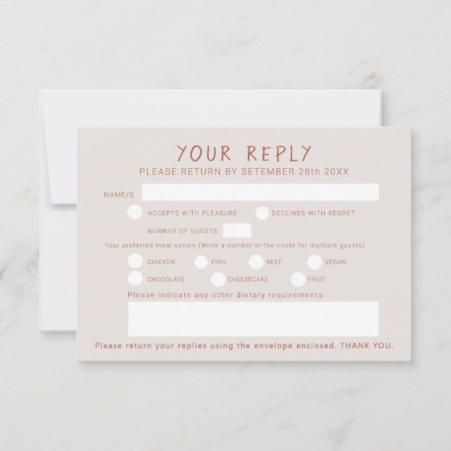 Grasbeeren als Terracotta Aquarellkunst RSVP Karte (Rückseite)