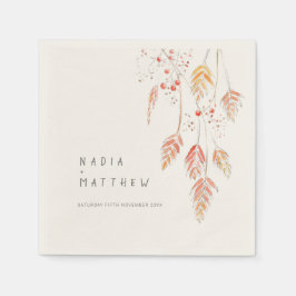 Grasbeeren Aquarellzeichnung Hochzeit im Herbst Serviette