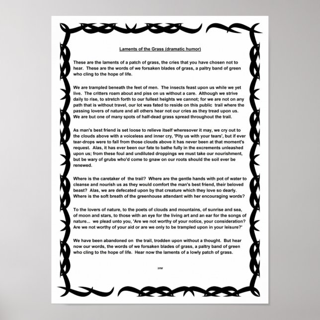 Grasbeklagungen (dramatischer Spaß) Poster (Vorne)