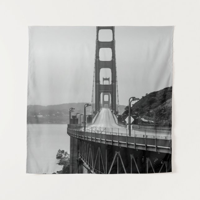 GRASCALE FOTOGRAFIE DER KABELBRÜCKE WANDTEPPICH (Vorderseite)