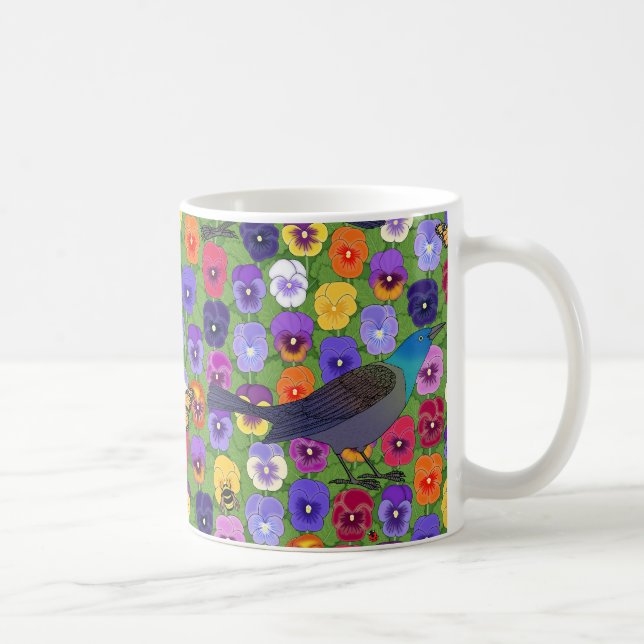 Gräser und Stiefmütterchen Kaffeetasse (Rechts)