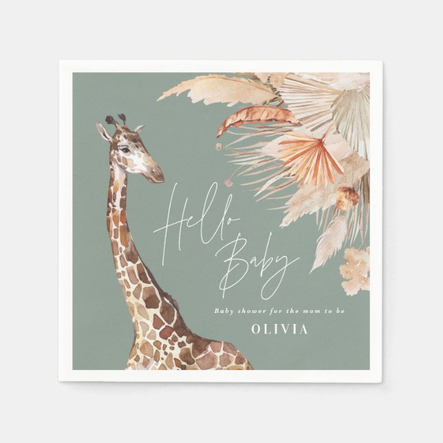 Grasgiraffe-Safari-Pampas-Gras Serviette (Vorderseite)