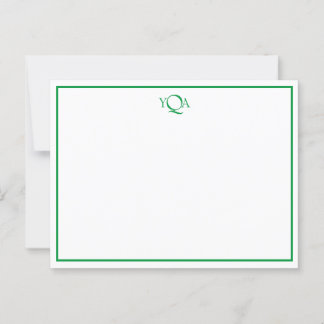 Grasgrün und Weiß, Mit Monogramm Postkarte