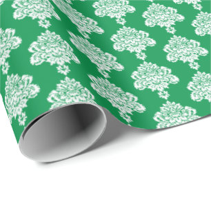 Grasgrün   Weißes Damaskop-Papier Geschenkpapier