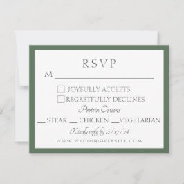 Grasgrüner Botanischer Blockdruck-Hochzeit RSVP Karte