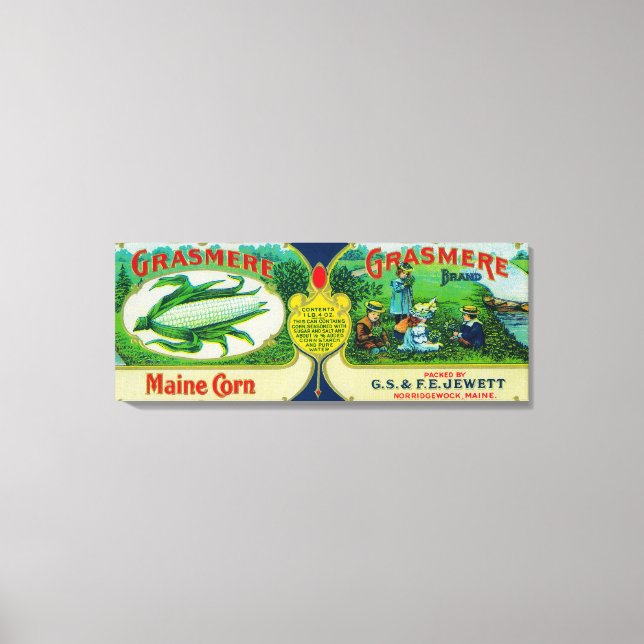 Grasmere Corn LabelNorridck, ME Leinwanddruck (Vorderseite)
