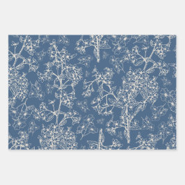 Grasmere Garden Vintag Blue Botanic Muster Geschenkpapier Set