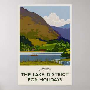 Grasmere Lake District Vintage Reiseposter Druck Poster