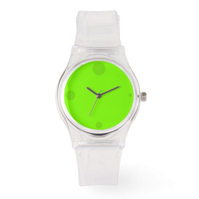 Grass Green Clear Modern mit 3D Hole Hour Markieru Armbanduhr (Vorderseite)