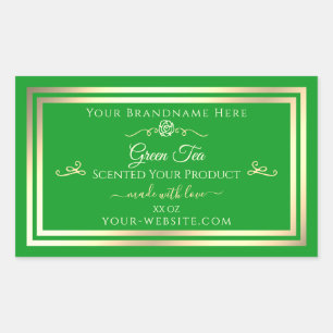 Grass Green Product Label Gold Frame Vintage Rose Rechteckiger Aufkleber