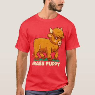 Grass Puppy Scottish Highland Cow T-Shirt