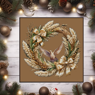 Grass Weihnachtskranz Magnetkarte