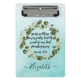 Grass Withers Bible Verse Wasserfarbe Eukalyptus Mini Klemmbrett