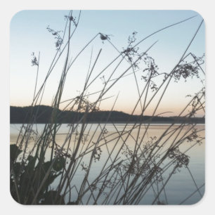 Grasse am See Sunset Quadratischer Aufkleber