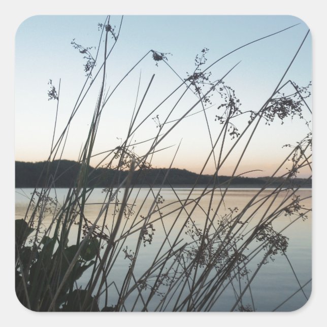 Grasse am See Sunset Quadratischer Aufkleber (Vorderseite)