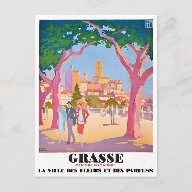 Grasse France Vintage Reise Postkarte (Vorderseite)