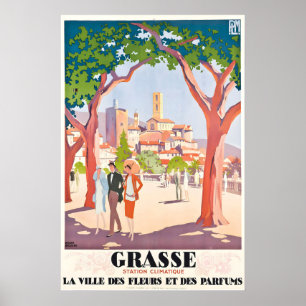 Grasse Stadt der Blumen und Düfte Frankreich Vinta Poster