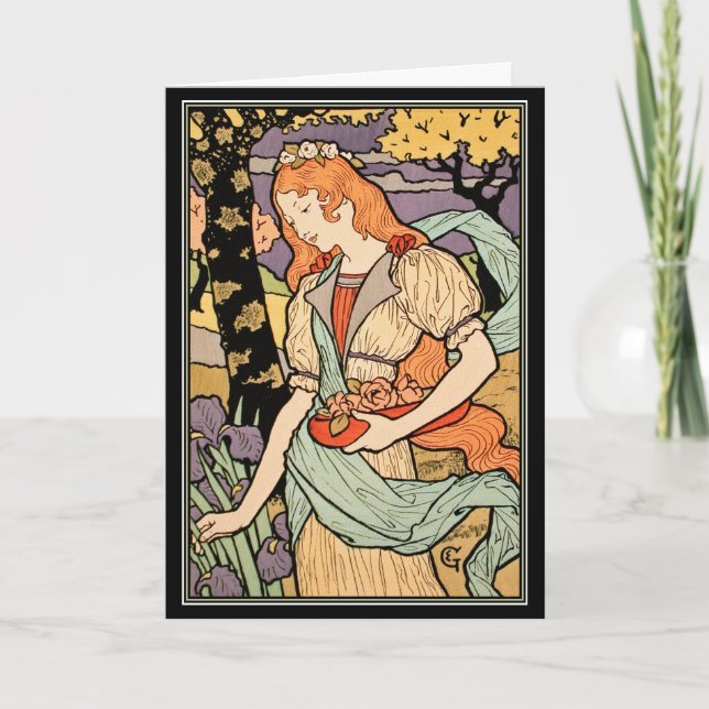 Grasset Art Nouveau Card: Ire & Rose Karte (Vorderseite)