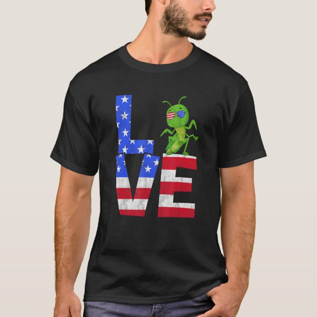Grasshopper American Flag Sunglasses 4th of July P T-Shirt (Vorderseite)
