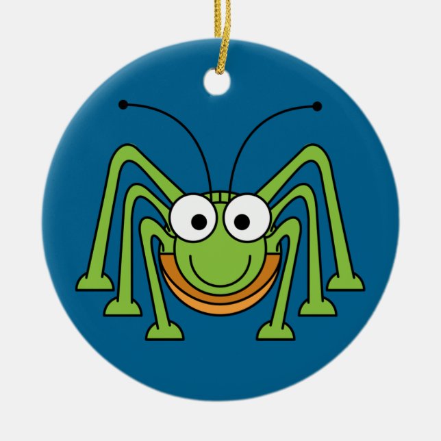 Grasshopper-Cartoon Keramik Ornament (Vorne)