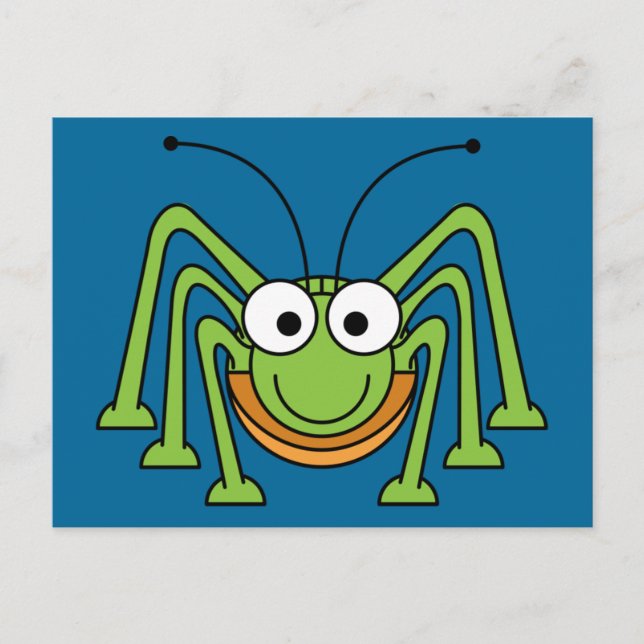 Grasshopper-Cartoon Postkarte (Vorderseite)