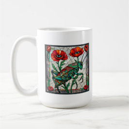 Grasshopper Cricket-Buntglas Mohn Blume Auge Kaffeetasse