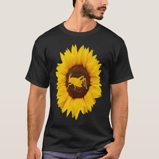 Grasshopper für Frauen Männer Katydid Sonnenblume T-Shirt (Vorderseite)
