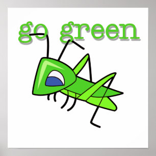 Grasshopper Go Green T - Shirt und Geschenke Poster