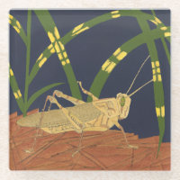 Grasshopper in grünem Gras im blauen Hintergrund