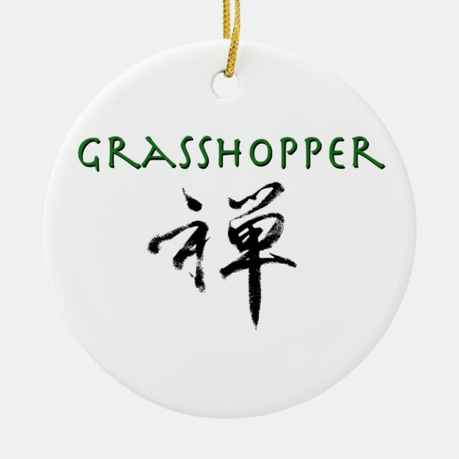 Grasshopper mit dem Symbol "Zen" Keramik Ornament (Vorne)