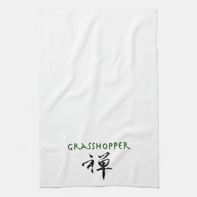 Grasshopper mit dem Symbol "Zen" Küchentuch (Vertikal)