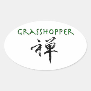 Grasshopper mit dem Symbol "Zen" Ovaler Aufkleber