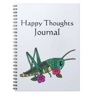 Grasshopper Motif Happy Thoughts Journal Notizblock