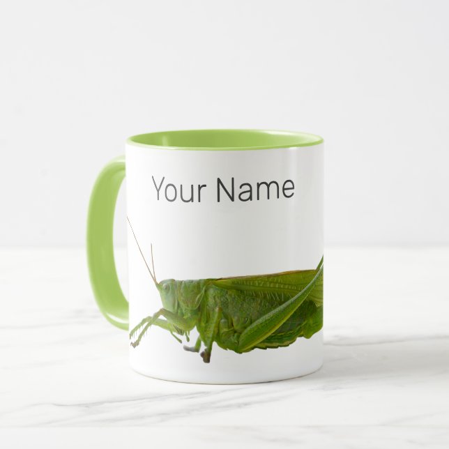 Grasshopper oder Retro-Insekt Tasse (Vorderseite Links)