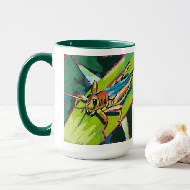 Grasshopper Painting - Gift for Insect Lovers Tasse (Mit Donut)