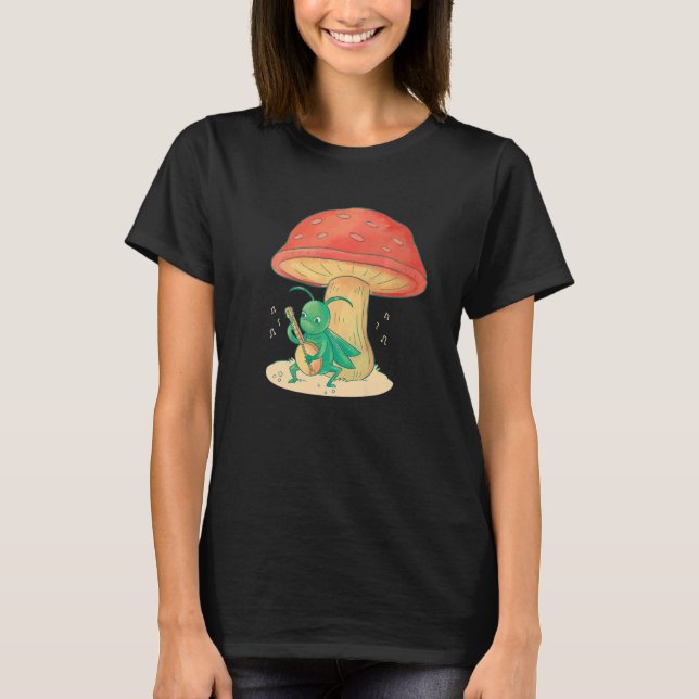 Grasshopper Playing Banjo Bug Instrument Music Fun T-Shirt (Vorderseite)